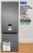 KIC 344L Inox Finish Water On Tap Bottom Freezer Fridge KBF639X+