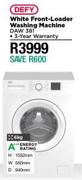 Defy 6Kg White Front Loader Washing Machine DAW 381