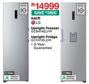 LG 324L Upright Freezer GCB414ELFM Or LG 386L Upright Fridge GCF411ELDM-Each