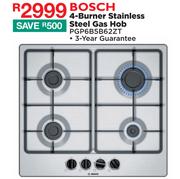 Bosch 4 Burner Stainless Steel Gas Hob PGP6B5B62ZT