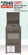 Defy Black 4 Burner Gas Stove DGS168