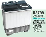 Hisense 14Kg White Twin Tub Washing Machine WSCF143