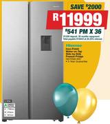 Hisense 514Ltr Inox Finish Water On Tap Side By Side Freezer Fridge H670SIA-WD