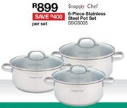 Snappy Chef 6-Piece Stainless Steel Pot Set SSCS005-Per Set