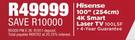 Hisense 100" (254cm) 4K Ultra HD Smart Laser TV 100L5F