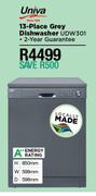 Univa 13 Place Grey Dishwasher UDW301