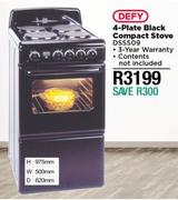 Defy 4 Plate Black Compact Stove DSS509