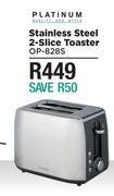 Platinum Stainless Steel 2 Slice Toaster OP-828S