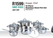 Snappy Chef 12 Piece Stainless Steel Pot Set SSCS012