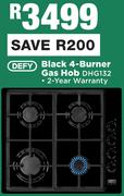 Defy Black 4-Burner Gas Hob DHG132
