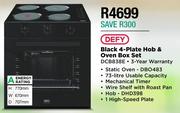 Defy Black 4 Plate Hob & Oven Box Set DCB838E