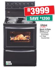 Special Univa Black 4 Plate Stove U126 m.guzzle .za
