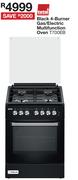 Totai Black 4 Burner Gas/Electric Multifunction Oven T700EB