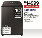 Samsung 21Kg Black Top Loader Washing Machine WA21A8370GV
