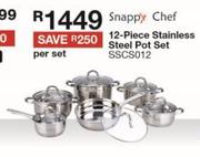 Snappy Chef 12 Piece Stainless Steel Pot Set SSCS012-Per Set