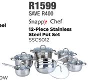 Snappy Chef 12 Piece Stainless Steel Pot Set SSCS012