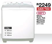 Defy 8Kg White Twin Tub Washing Machine DTT166