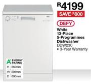 Defy 13-Place 5-Programme Dishwasher DDW230