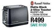Russell Hobbs Matte Black 2 Slice Toaster RHPRT-OB