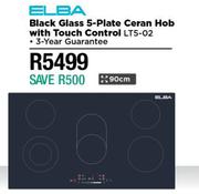 Elba Black Glass 5 Plate Ceran Hob With Touch Control LT5-02