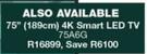 Hisense 75" (189cm) 4K Smart LED TV 75A6G