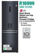 LG 337L Matt Black water On Tap Bottom Freezer Fridge GC-F459NQDM