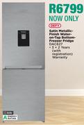 Defy 323L Satin Metallic Finish Water On Tap Bottom Freezer Fridge DAC627