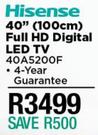 Hisense 40" (100cm) Full HD Digital LED TV 40A5200F