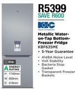 KIC 314Ltr Water On Tap Bottom Freezer Fridge (Metallic) KBF635ME