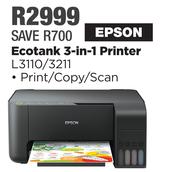 Epson Ecotank 3 In 1 Printer L3110/3211