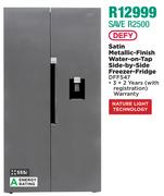 Defy 555L Satin Metallic Finish Water On Tap Side By Side Freezer Fridge DFF547