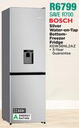 Bosch 323L Silver Water On Tap Bottom Freezer Fridge KGW36NL2AZ