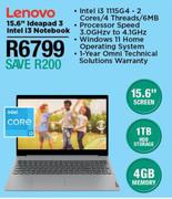 Lenovo 15.6" Ideapad 3 Intel i3 Notebook