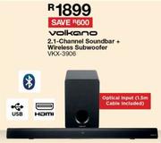 Volkano 2.1 Channel Soundbar + Wireless Subwoofer VKX-3906
