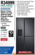 Samsung 602Ltr 3Door Water On Tap Side By Side Freezer Fridge With Ice Dispenser (Black) RS65R5691B4
