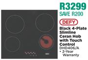 Defy Black 4 Plate Slimline Ceran Hob With Touch Control DHD406/A