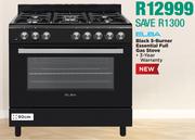 Elba 90cm Black 5 Burner Essential Full Gas Stove 