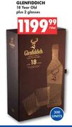 Glenfiddich 18 Year Old Plus 2 Glasses-750ml