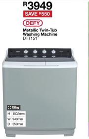 defy 15kg twin tub washing machine metallic dtt151