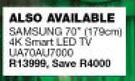 Samsung 70" (179cm) 4K Smart LED TV UA70AU7000