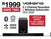 Volkano 2.1 Channel Soundbar + Wireless Subwoofer VKX-3906