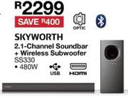 Skyworth 2.1 Channel Soundbar + Wireless Subwoofer SS330