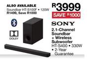 Sony 2.1 Channel Soundbar HT-S100F