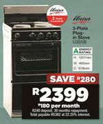 UNIVA 3 Plate Plug In Stove - U305B