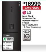 LG 446L Matt Black Water On Tap Bottom Freezer Fridge GC-F569NQHM