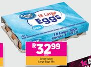 Great Value Large Eggs 18s - Each