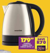 Essentials 1.7L Stainless Steel Cordless Kettle