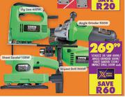 Schultz Jig Saw 400W/Angle Grinder 500W/Sheet Sander 135W/Impact Drill 500W-Each