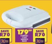 Essentials 2 Slice Sandwich Maker