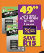 Super Power AA/AAA Alkaline Batteries 4 Pack-Per Pack